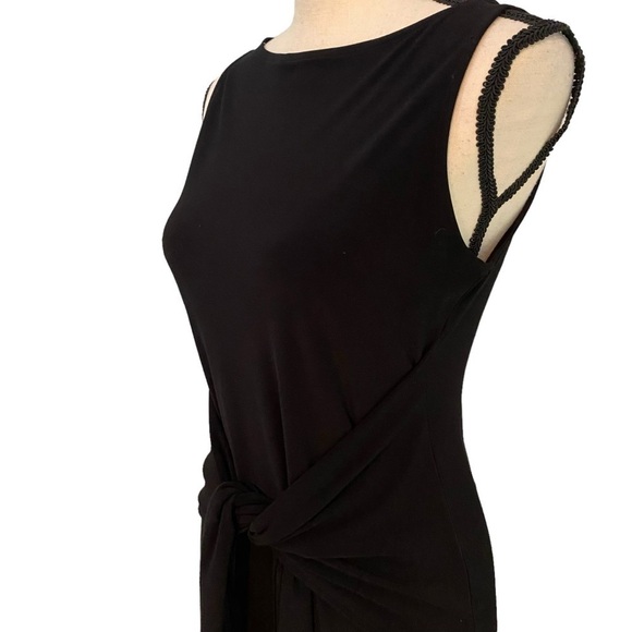 Norma Kamali Tie Waist Little Black Dress Size Medium Cocktail Revolve Jersey - Picture 4 of 15